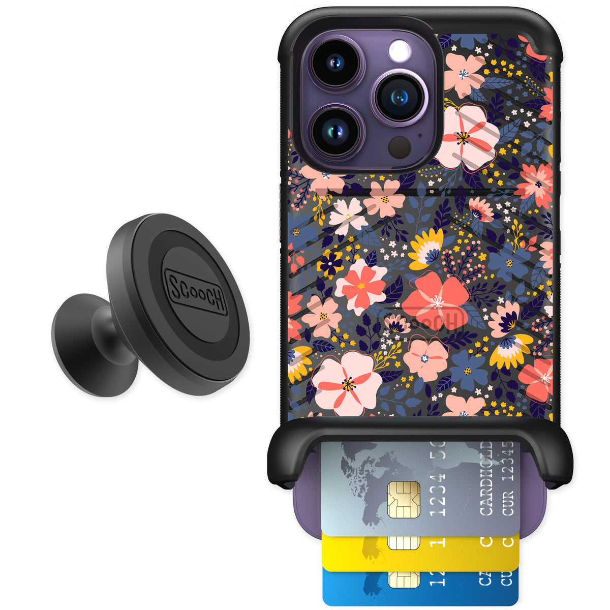 Scooch Wingmate Wildflowers for iPhone 14 Pro — Starter Bundle