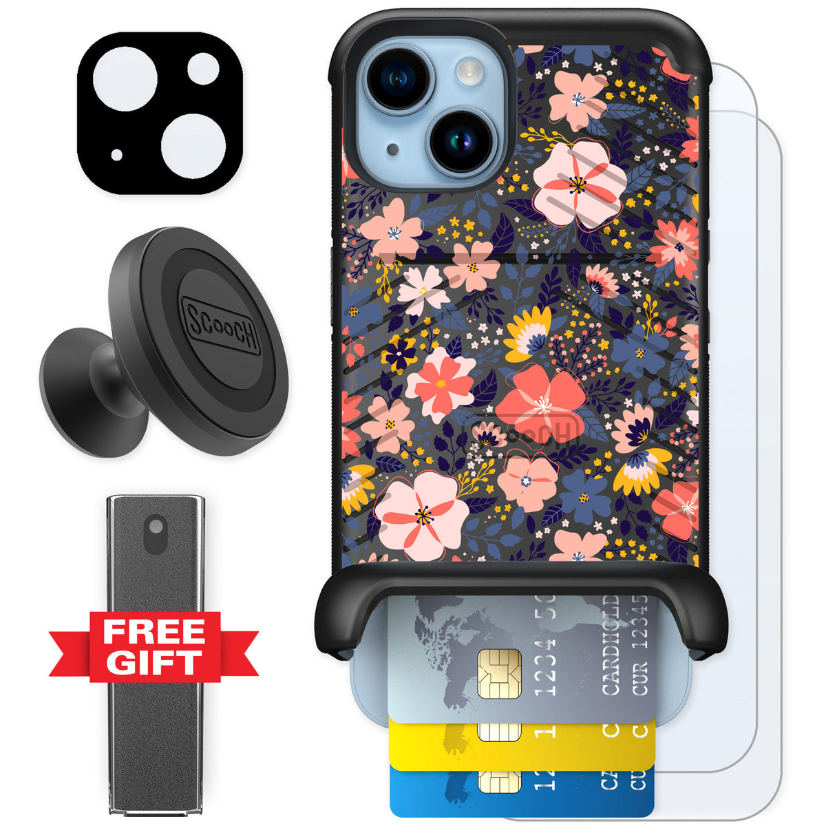 Scooch Wingmate Wildflowers for iPhone 14 — Defender Bundle