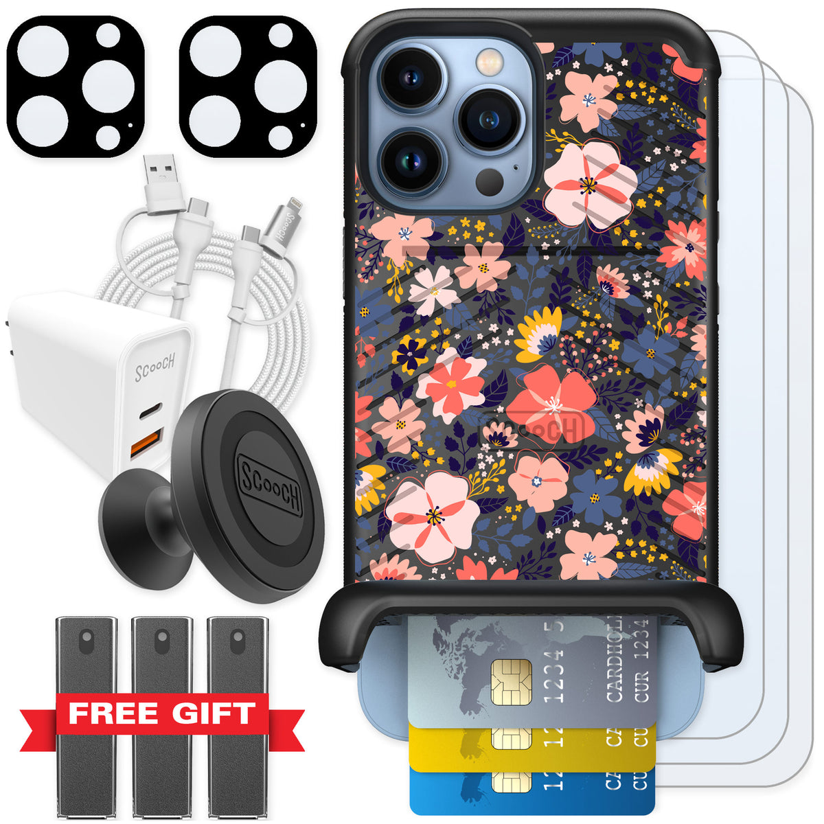 Scooch Wingmate Wildflowers for iPhone 13 Pro Max — Ultimate Bundle