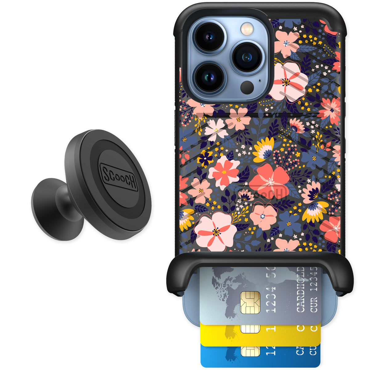 Scooch Wingmate Wildflowers for iPhone 13 Pro — Starter Bundle