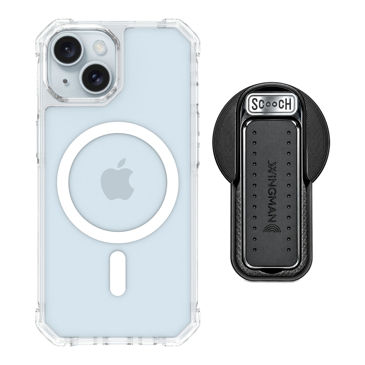 Scooch MagCase Clear for iPhone 15 — MagSafe Wingback Bundle - Black