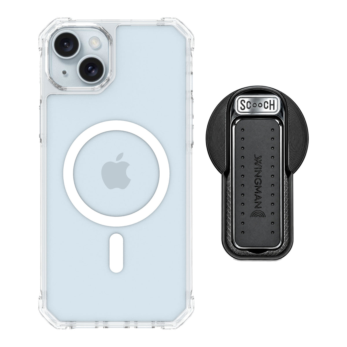 Scooch MagCase Clear for iPhone 15 Plus — MagSafe Wingback Bundle - Black