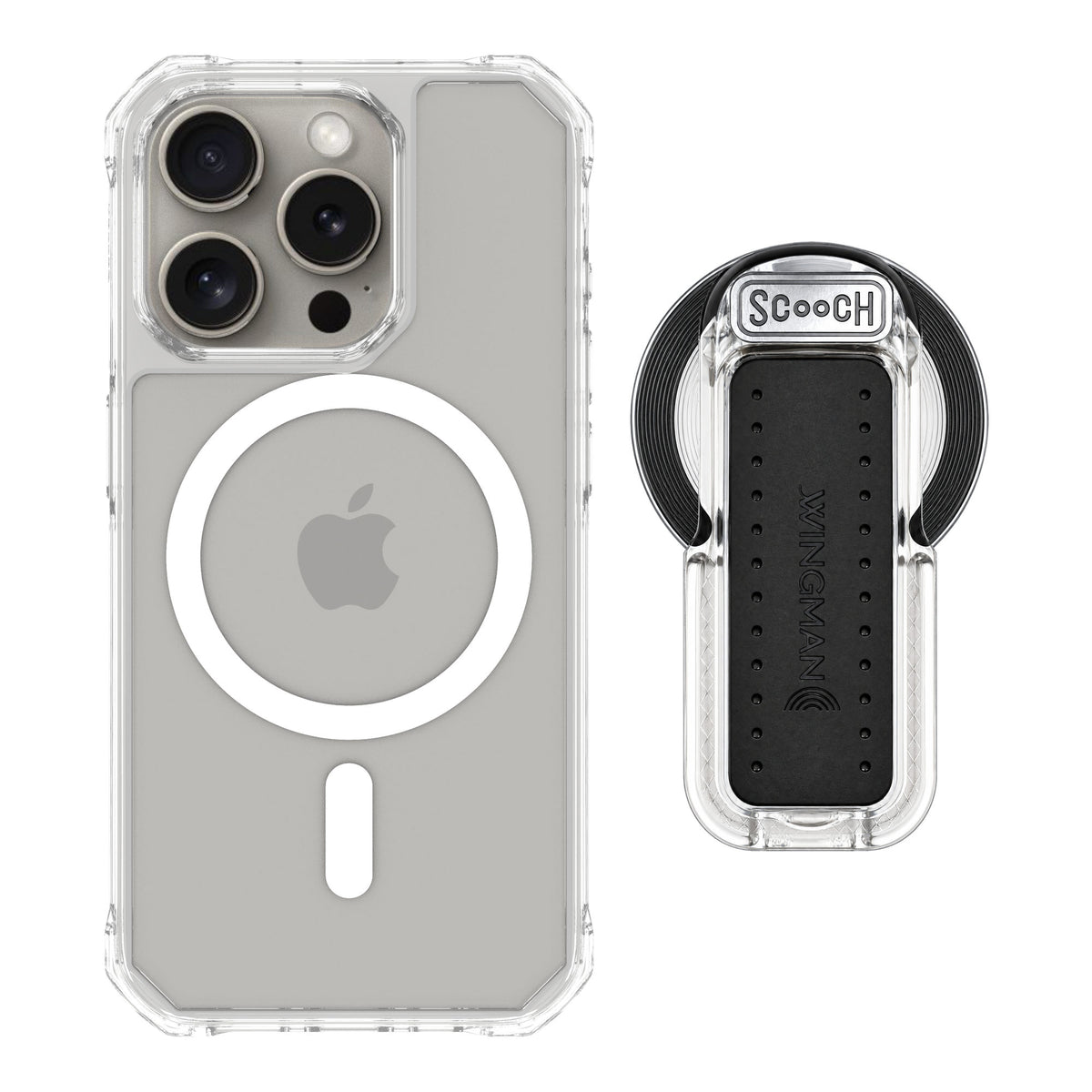 Scooch MagCase Clear for iPhone 15 Pro — MagSafe Wingback Bundle - Clear