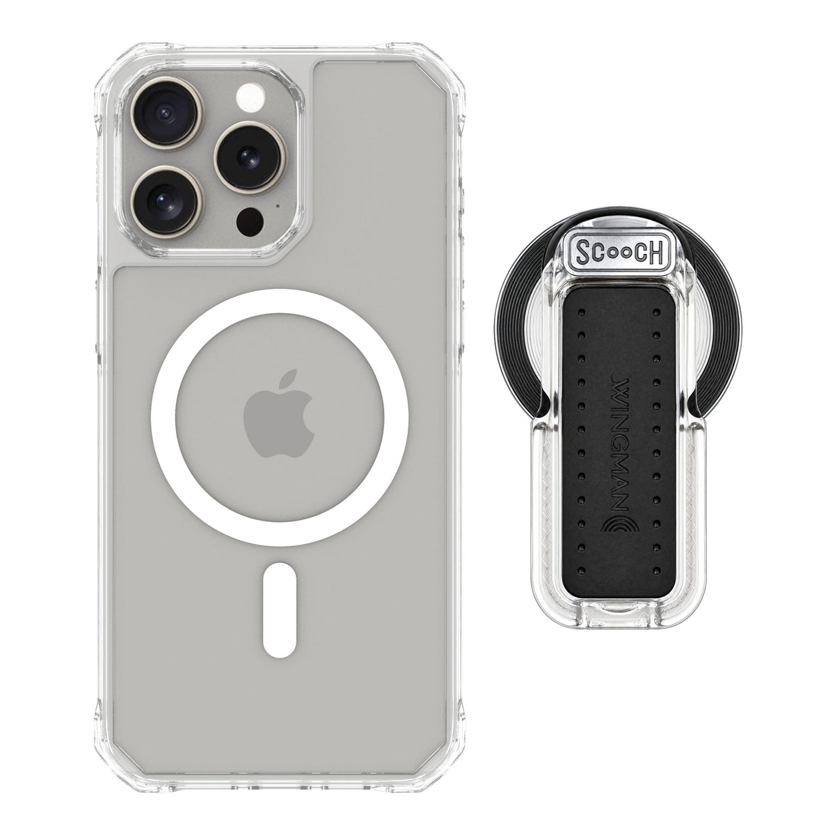 Scooch MagCase Clear for iPhone 15 Pro Max — MagSafe Wingback Bundle - Clear