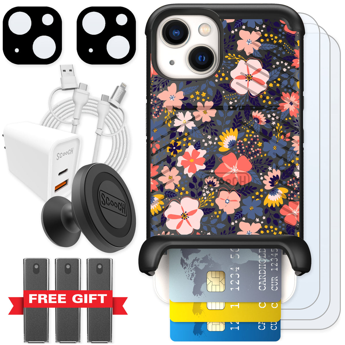 Scooch Wingmate Wildflowers for iPhone 13 — Ultimate Bundle