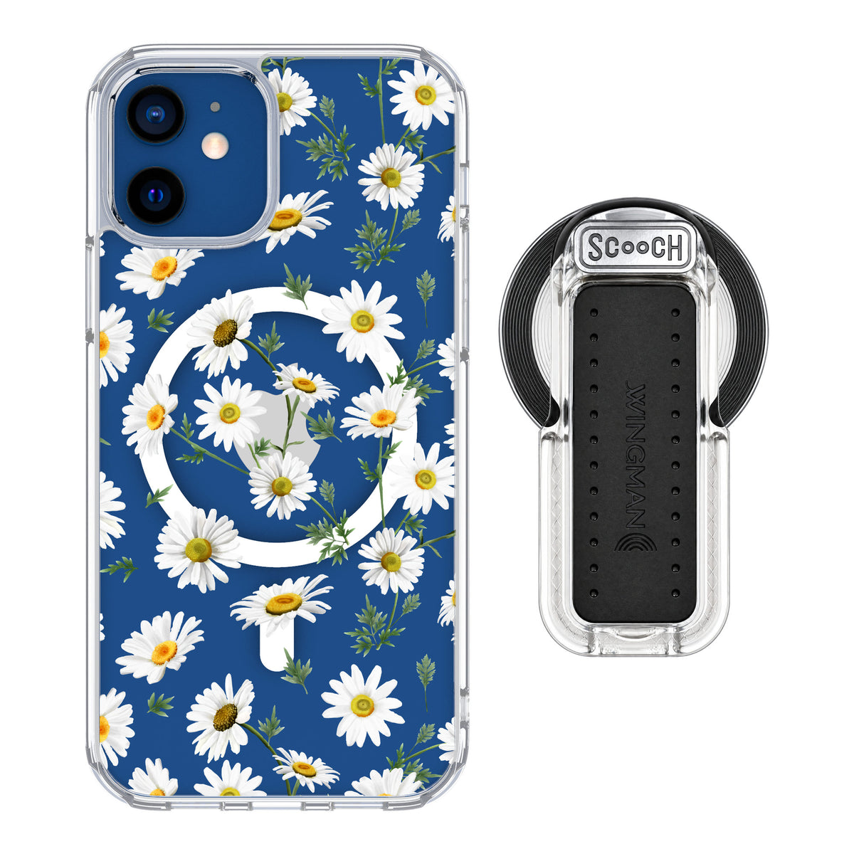 Scooch MagCase Daisies for iPhone 12 — MagSafe Wingback Bundle - Clear