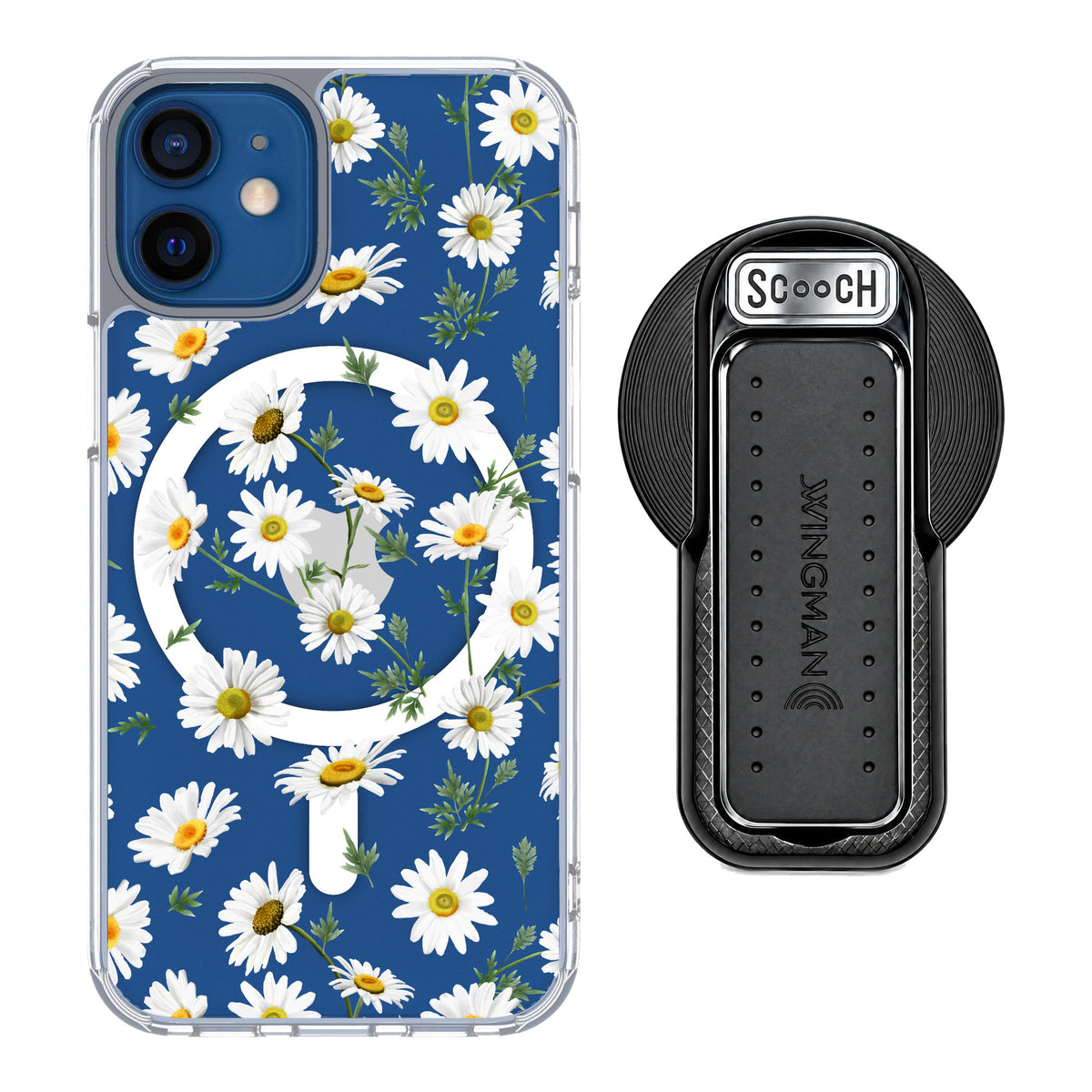 Scooch MagCase Daisies for iPhone 12 mini — MagSafe Wingback Bundle - Black