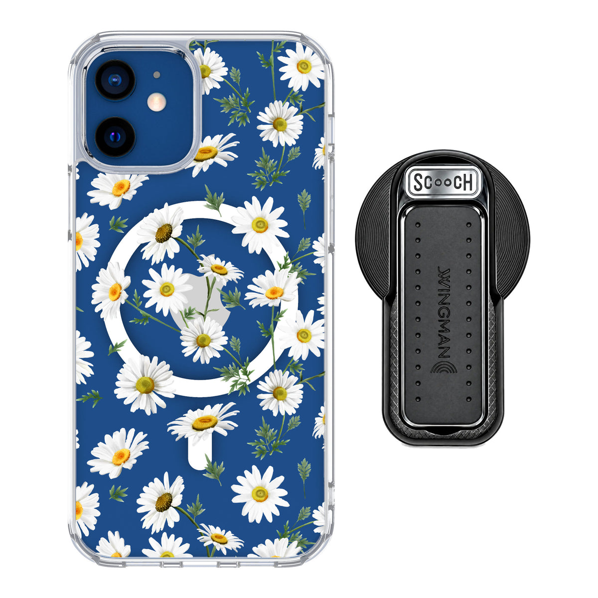 Scooch MagCase Daisies for iPhone 12 Pro — MagSafe Wingback Bundle - Black