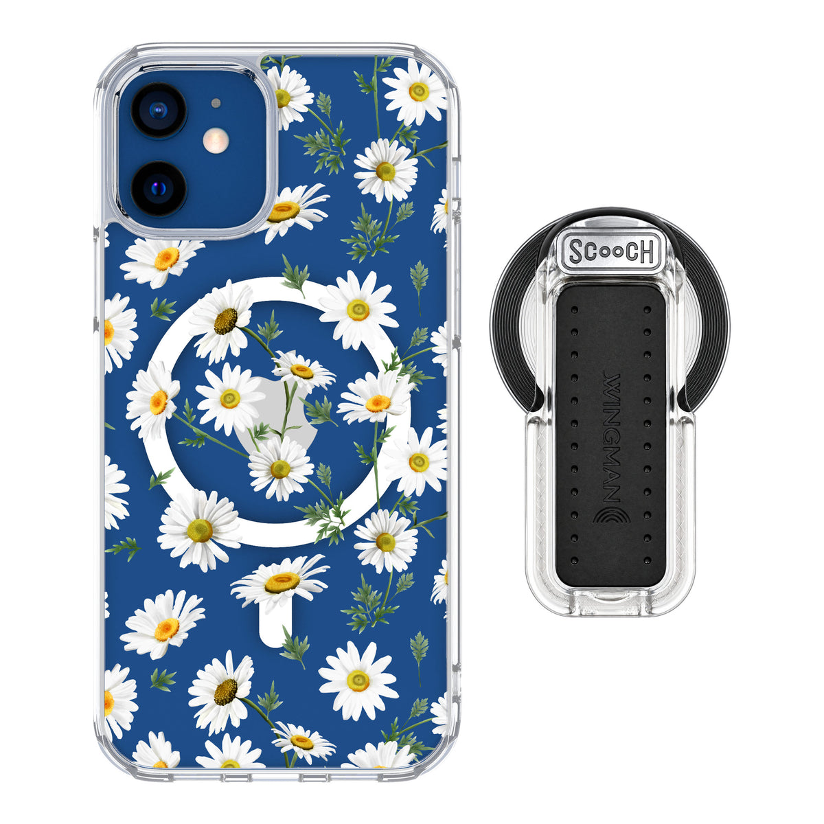 Scooch MagCase Daisies for iPhone 12 Pro — MagSafe Wingback Bundle - Clear