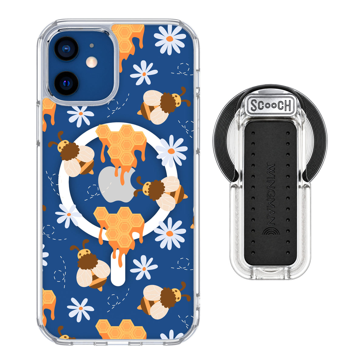 Scooch MagCase Honey Bees for iPhone 12 — MagSafe Wingback Bundle - Clear
