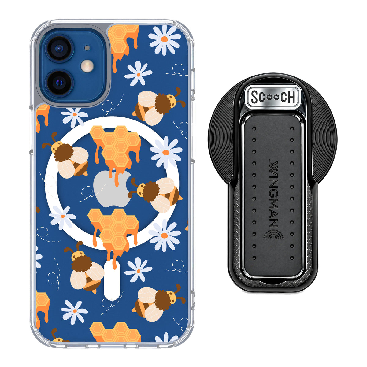Scooch MagCase Honey Bees for iPhone 12 mini — MagSafe Wingback Bundle - Black