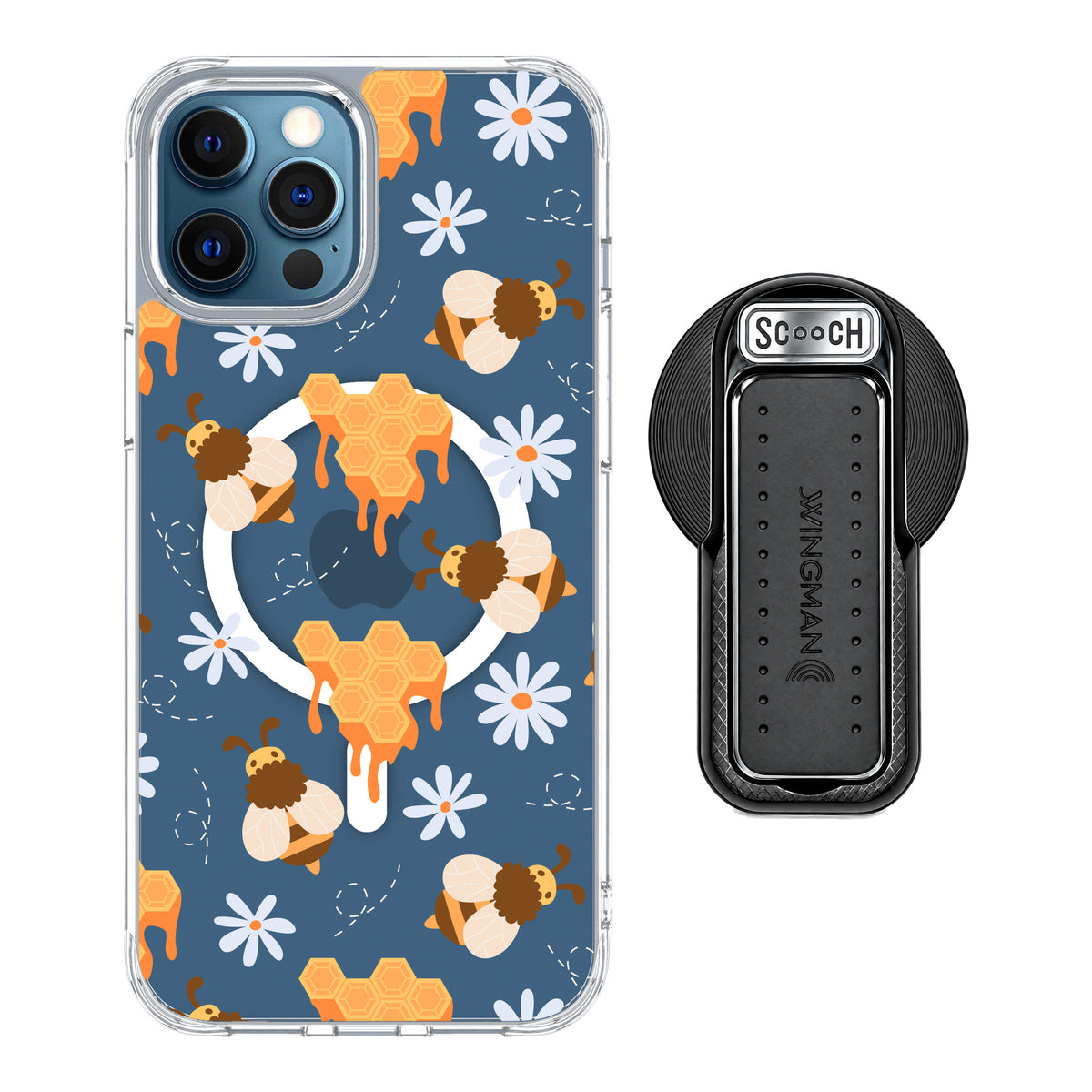 Scooch MagCase Honey Bees for iPhone 12 Pro Max — MagSafe Wingback Bundle - Black
