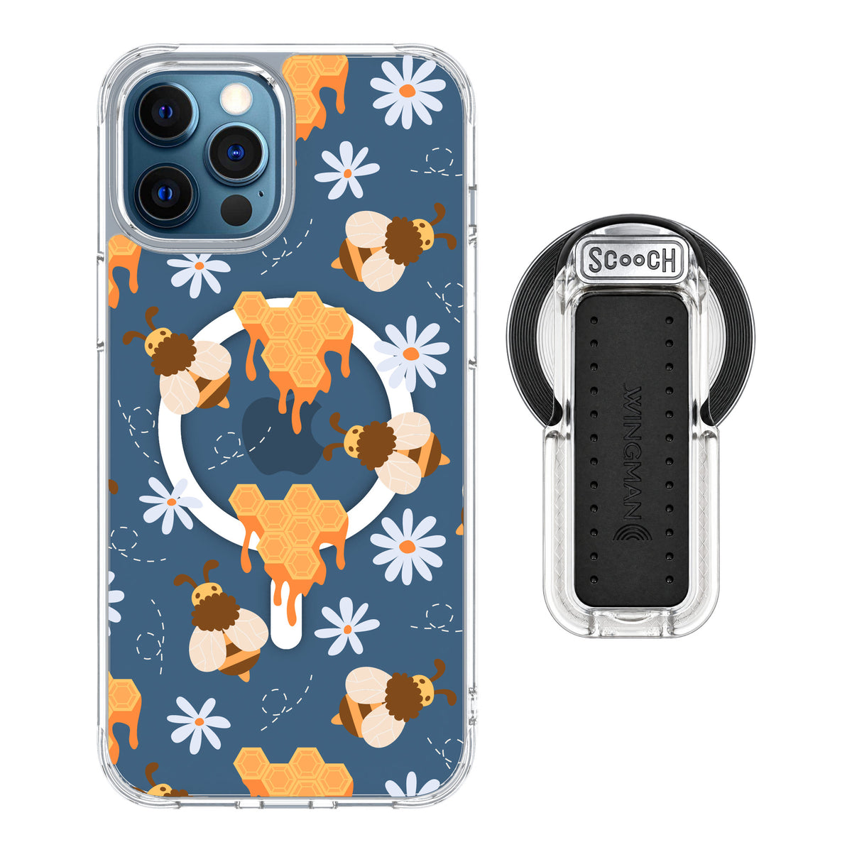 Scooch MagCase Honey Bees for iPhone 12 Pro Max — MagSafe Wingback Bundle - Clear