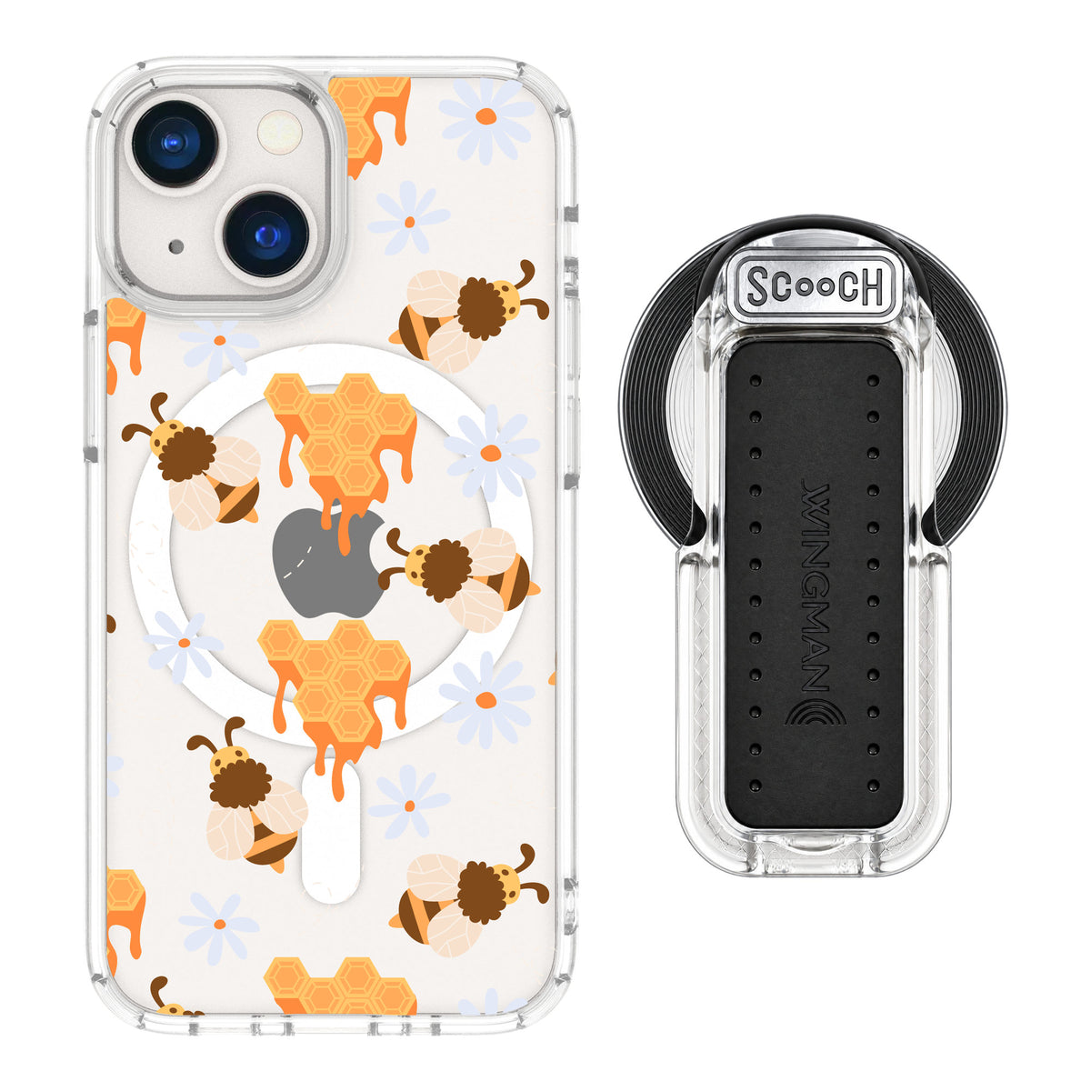 Scooch MagCase Honey Bees for iPhone 13 mini — MagSafe Wingback Bundle - Clear