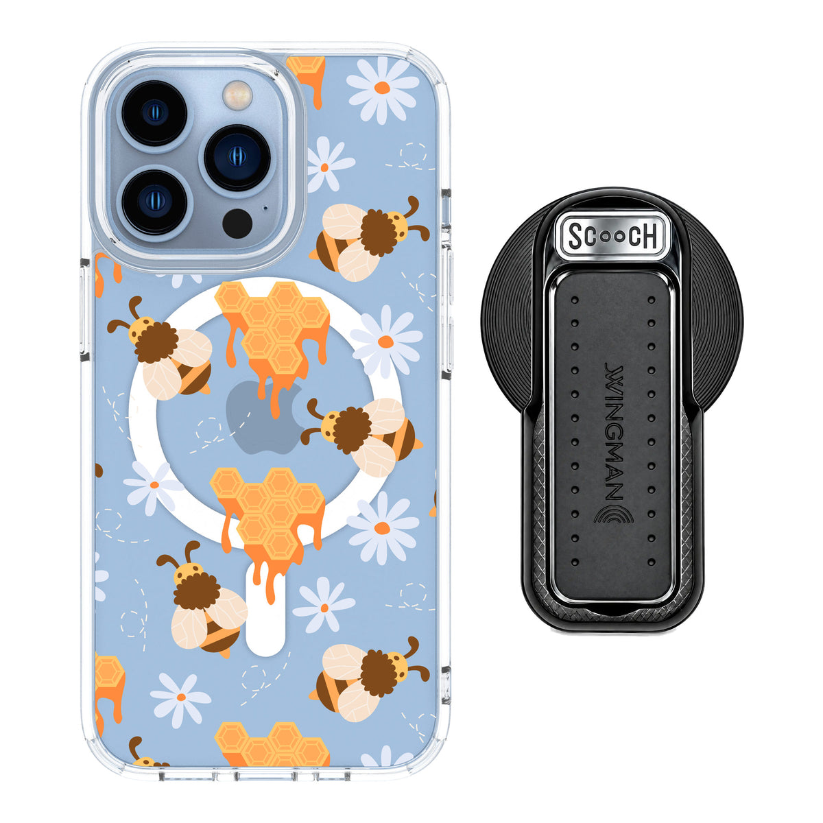Scooch MagCase Honey Bees for iPhone 13 Pro — MagSafe Wingback Bundle - Black