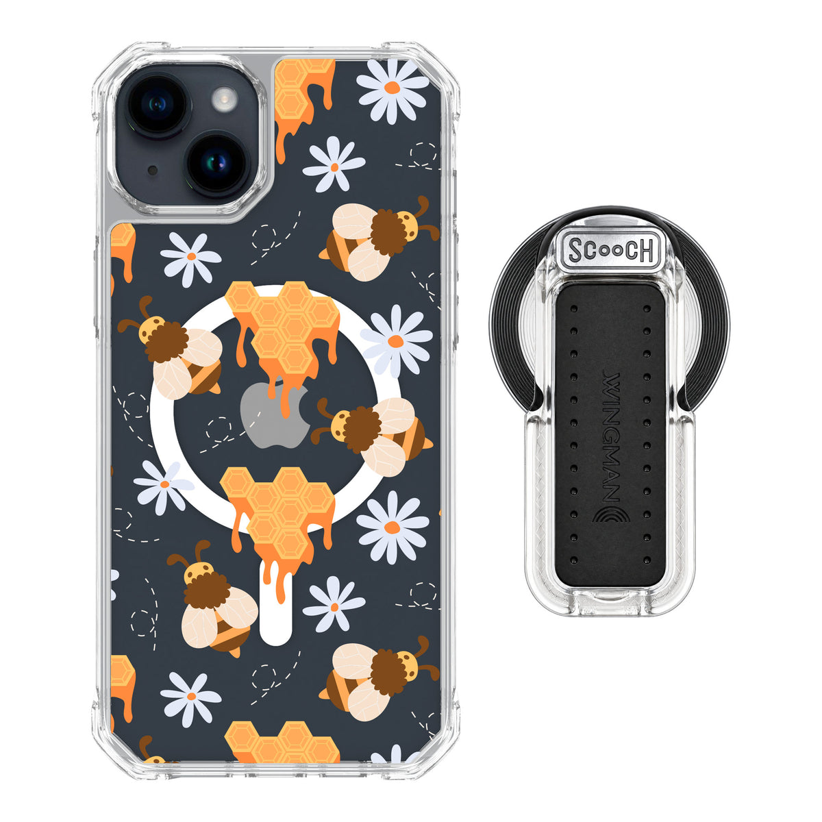 Scooch MagCase Honey Bees for iPhone 14 Plus — MagSafe Wingback Bundle - Clear