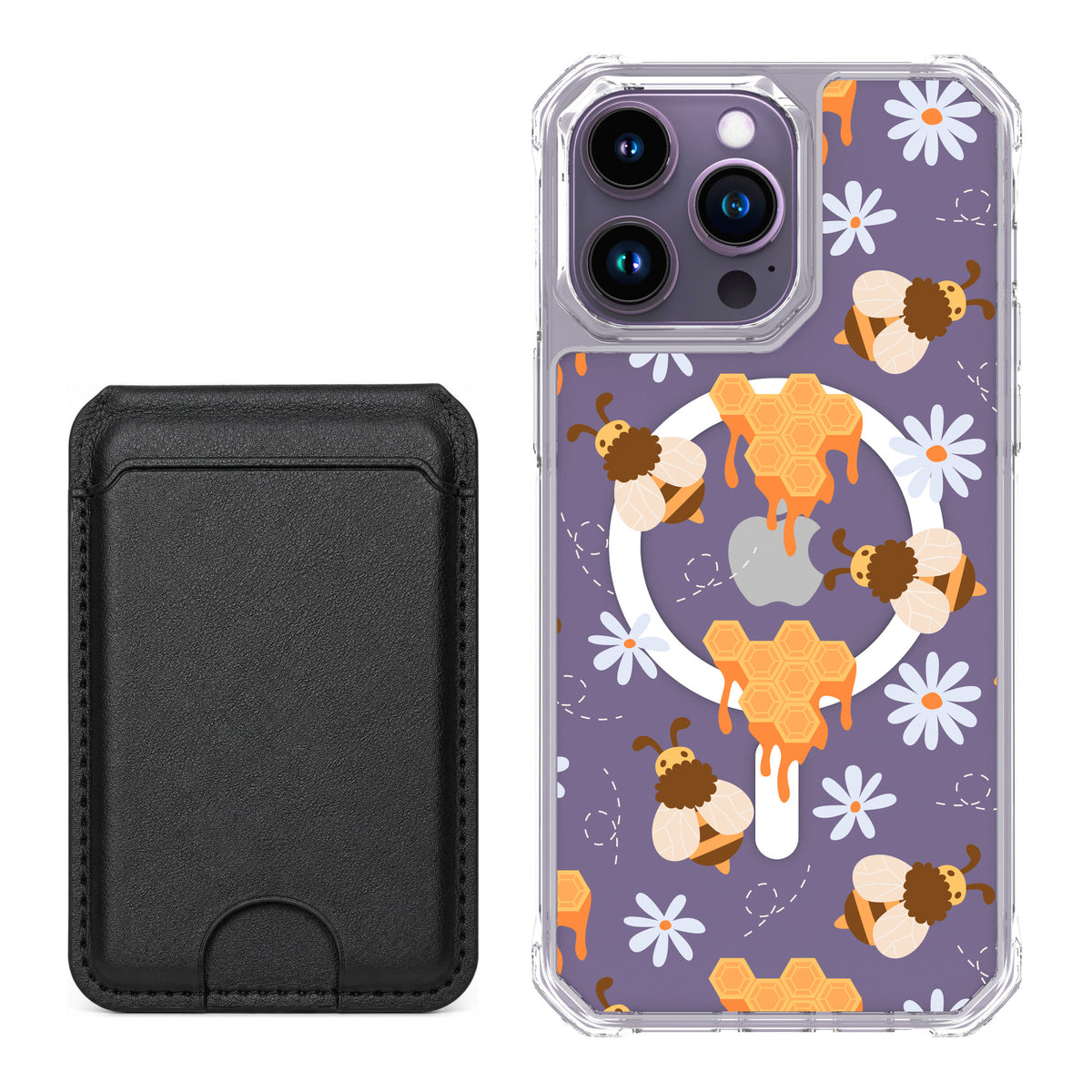 Scooch MagCase Honey Bees for iPhone 14 Pro Max — Black MagWallet Bundle