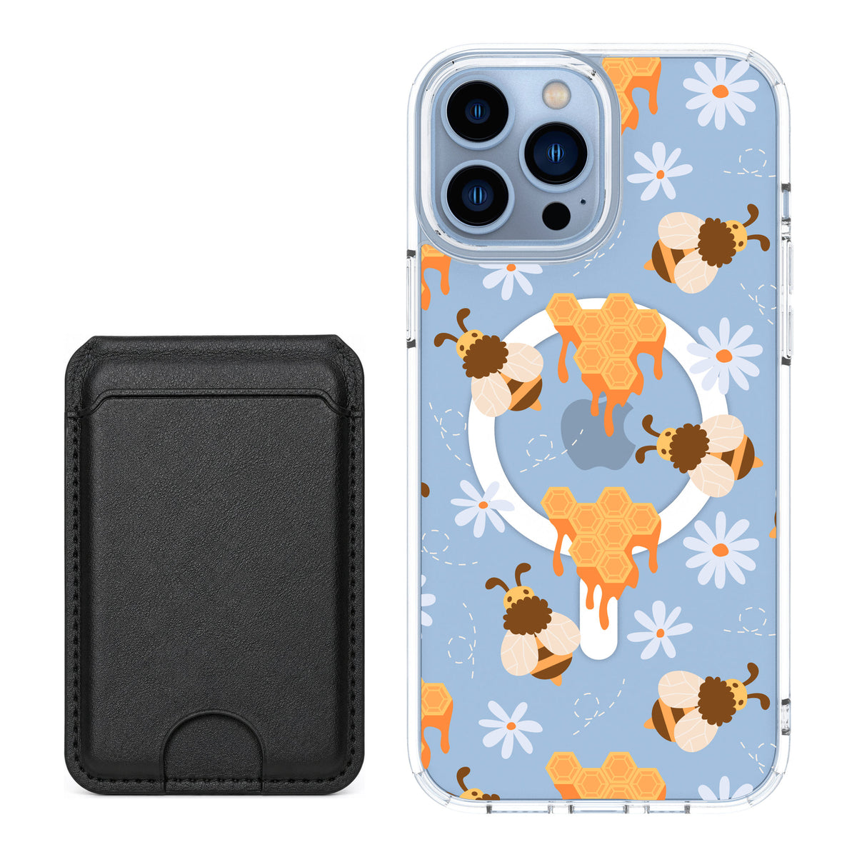 Scooch MagCase Honey Bees for iPhone 13 Pro Max — Black MagWallet Bundle