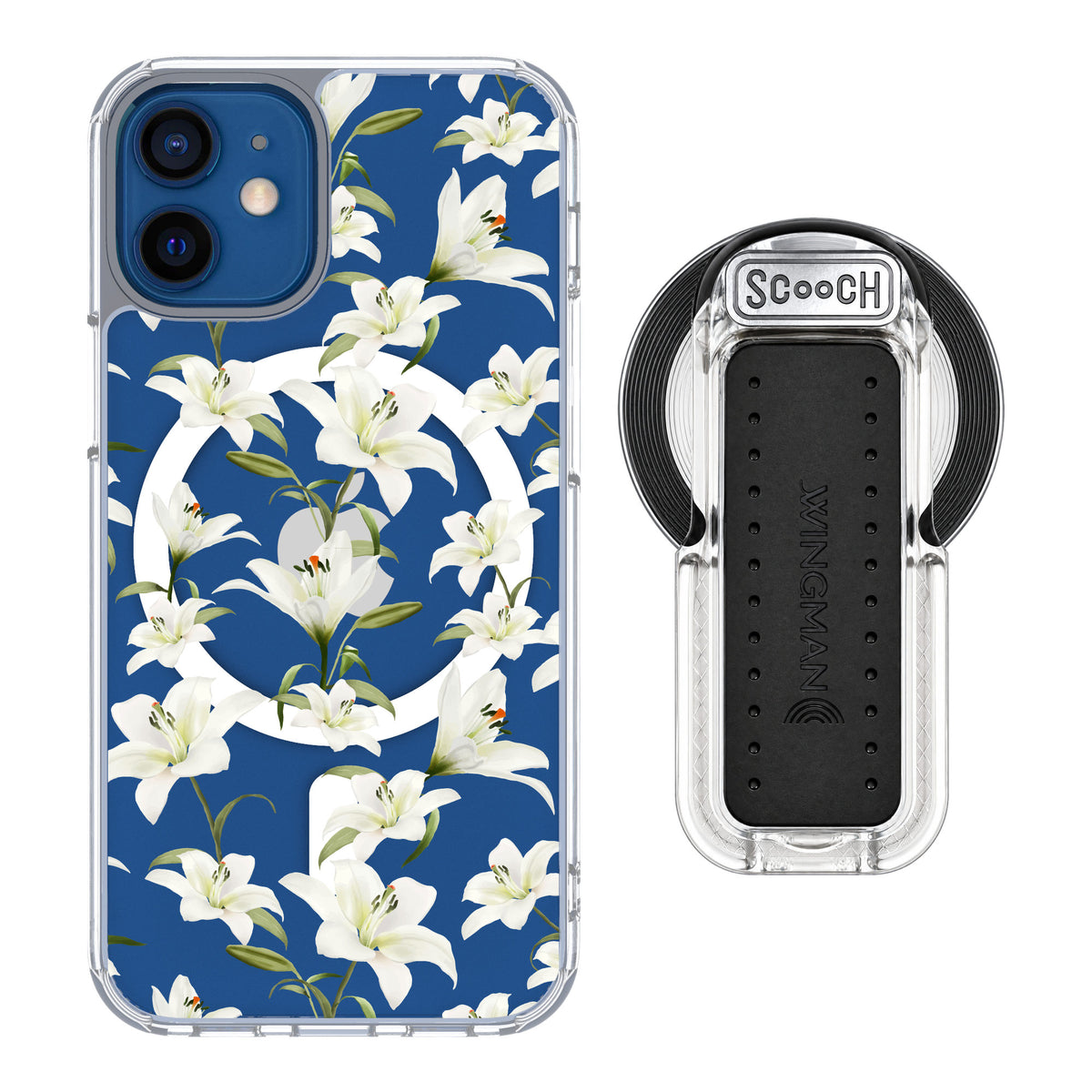 Scooch MagCase Lilies for iPhone 12 mini — MagSafe Wingback Bundle - Clear