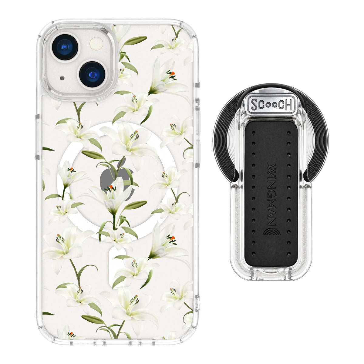 Scooch MagCase Lilies for iPhone 13 — MagSafe Wingback Bundle - Clear