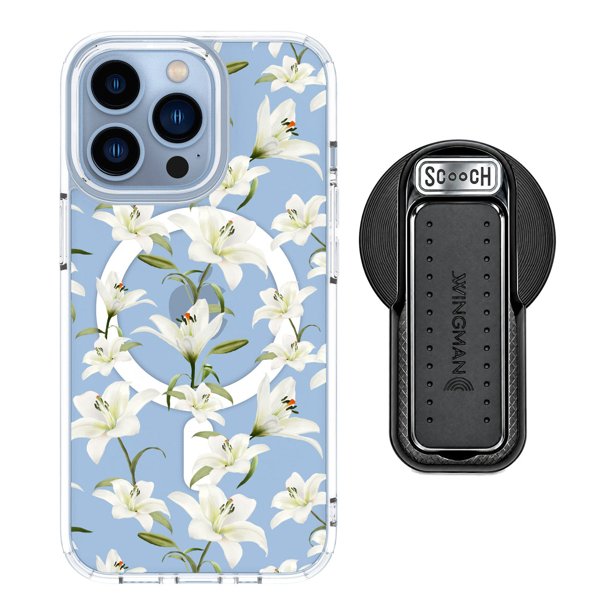 Scooch MagCase Lilies for iPhone 13 Pro — MagSafe Wingback Bundle - Black