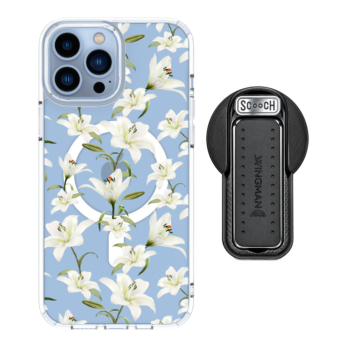 Scooch MagCase Lilies for iPhone 13 Pro Max — MagSafe Wingback Bundle - Black