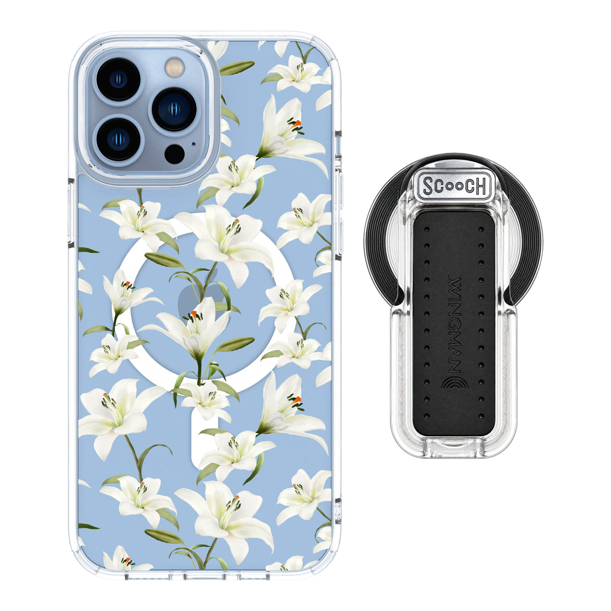 Scooch MagCase Lilies for iPhone 13 Pro Max — MagSafe Wingback Bundle - Clear