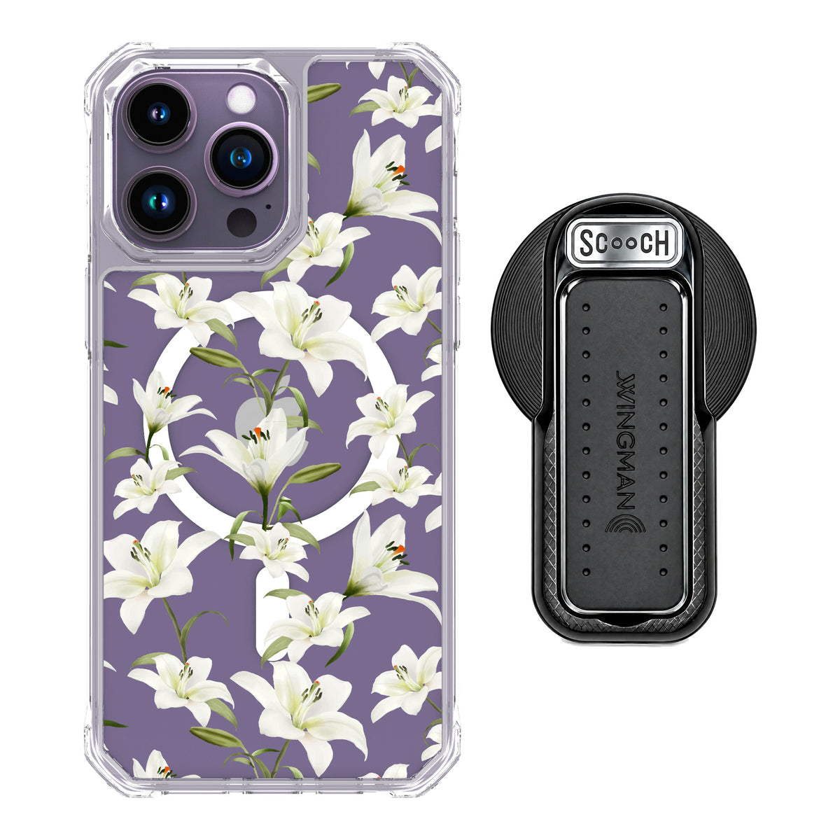 Scooch MagCase Lilies for iPhone 14 Pro Max — MagSafe Wingback Bundle - Black