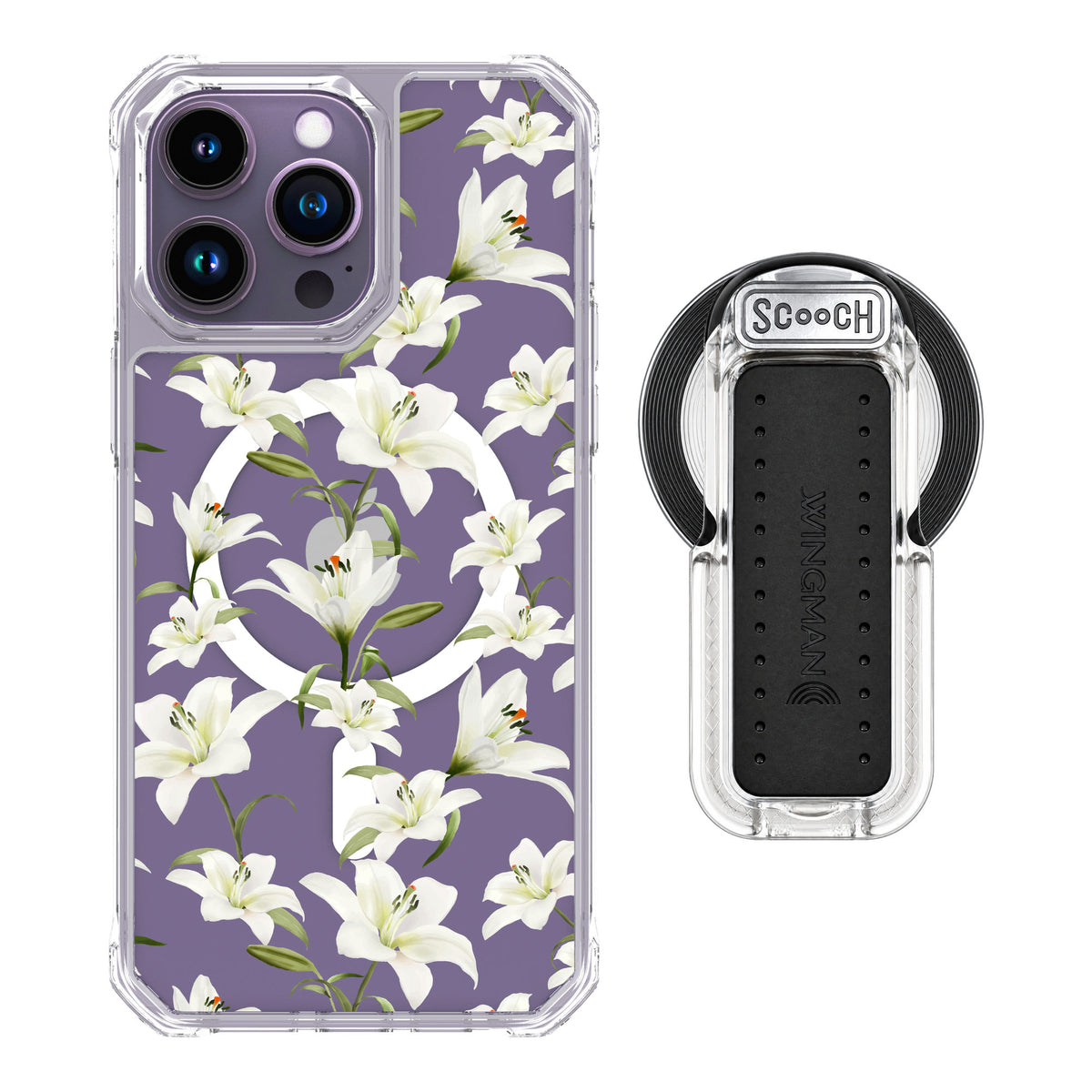 Scooch MagCase Lilies for iPhone 14 Pro Max — MagSafe Wingback Bundle - Clear