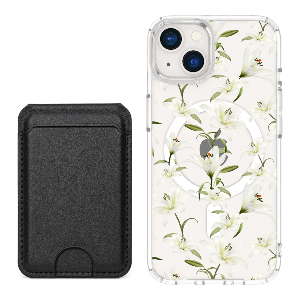Scooch MagCase Lilies for iPhone 13 — Black MagWallet Bundle