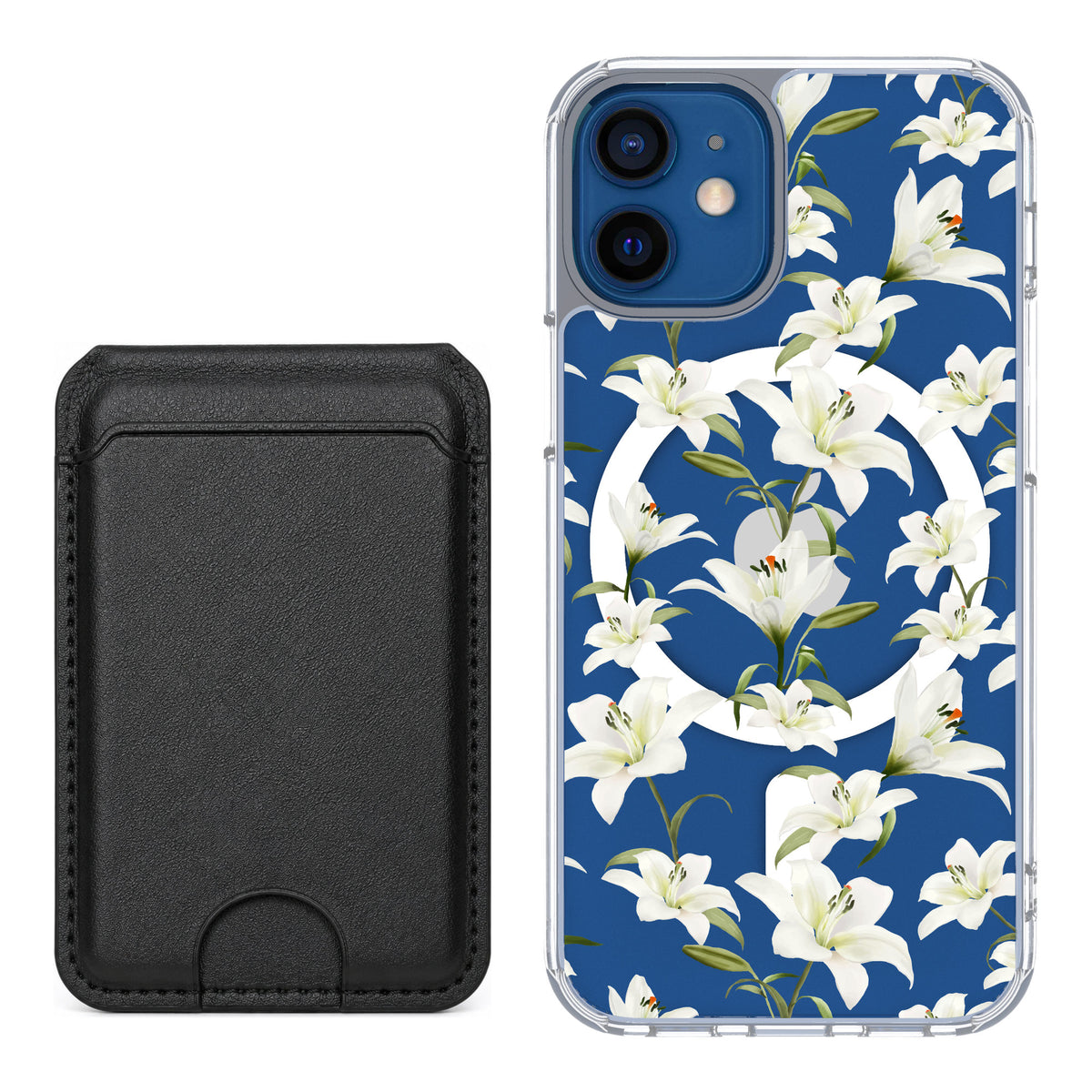 Scooch MagCase Lilies for iPhone 12 mini — Black MagWallet Bundle