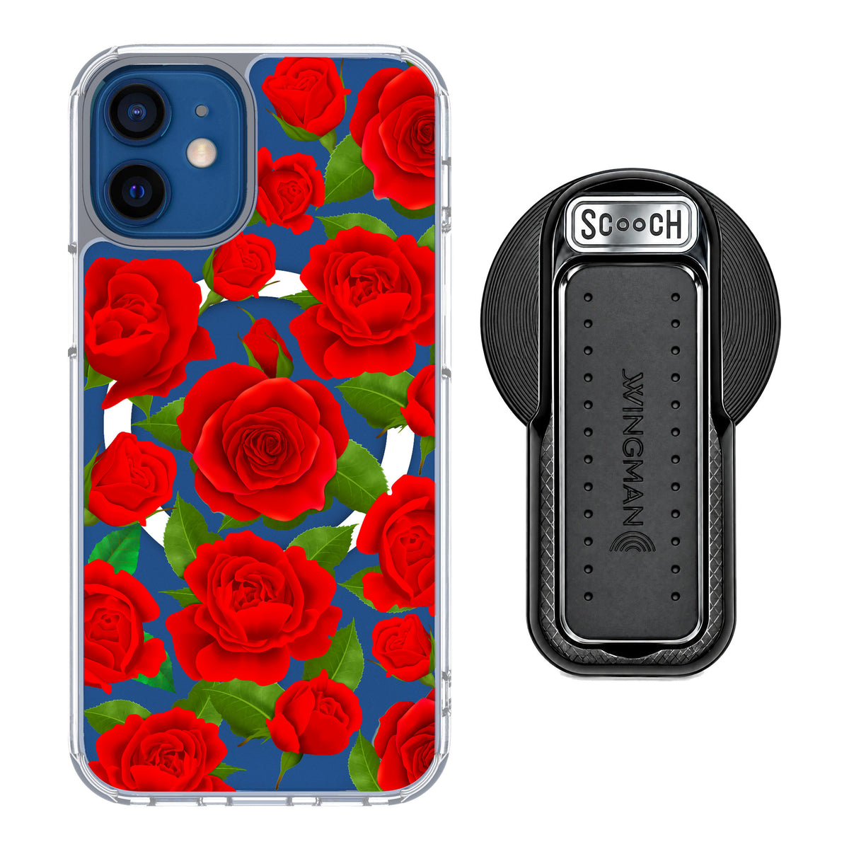 Scooch MagCase Rose Garden for iPhone 12 mini — MagSafe Wingback Bundle - Black