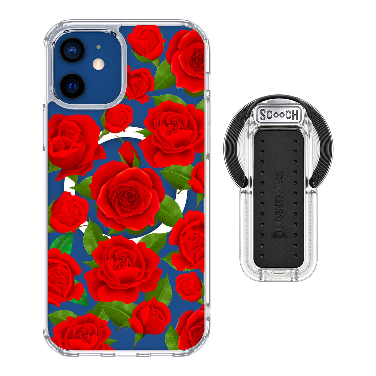Scooch MagCase Rose Garden for iPhone 12 Pro — MagSafe Wingback Bundle - Clear