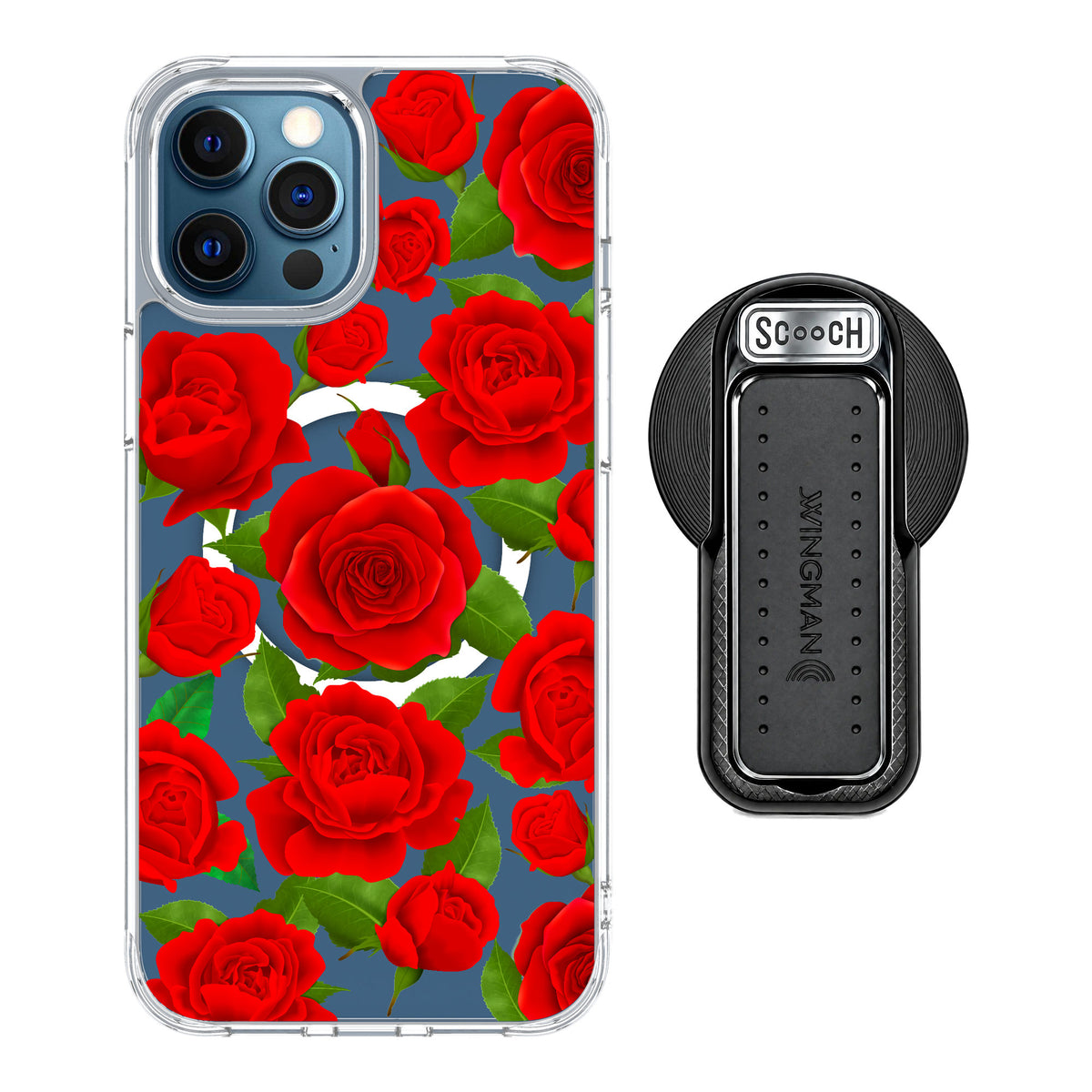 Scooch MagCase Rose Garden for iPhone 12 Pro Max — MagSafe Wingback Bundle - Black