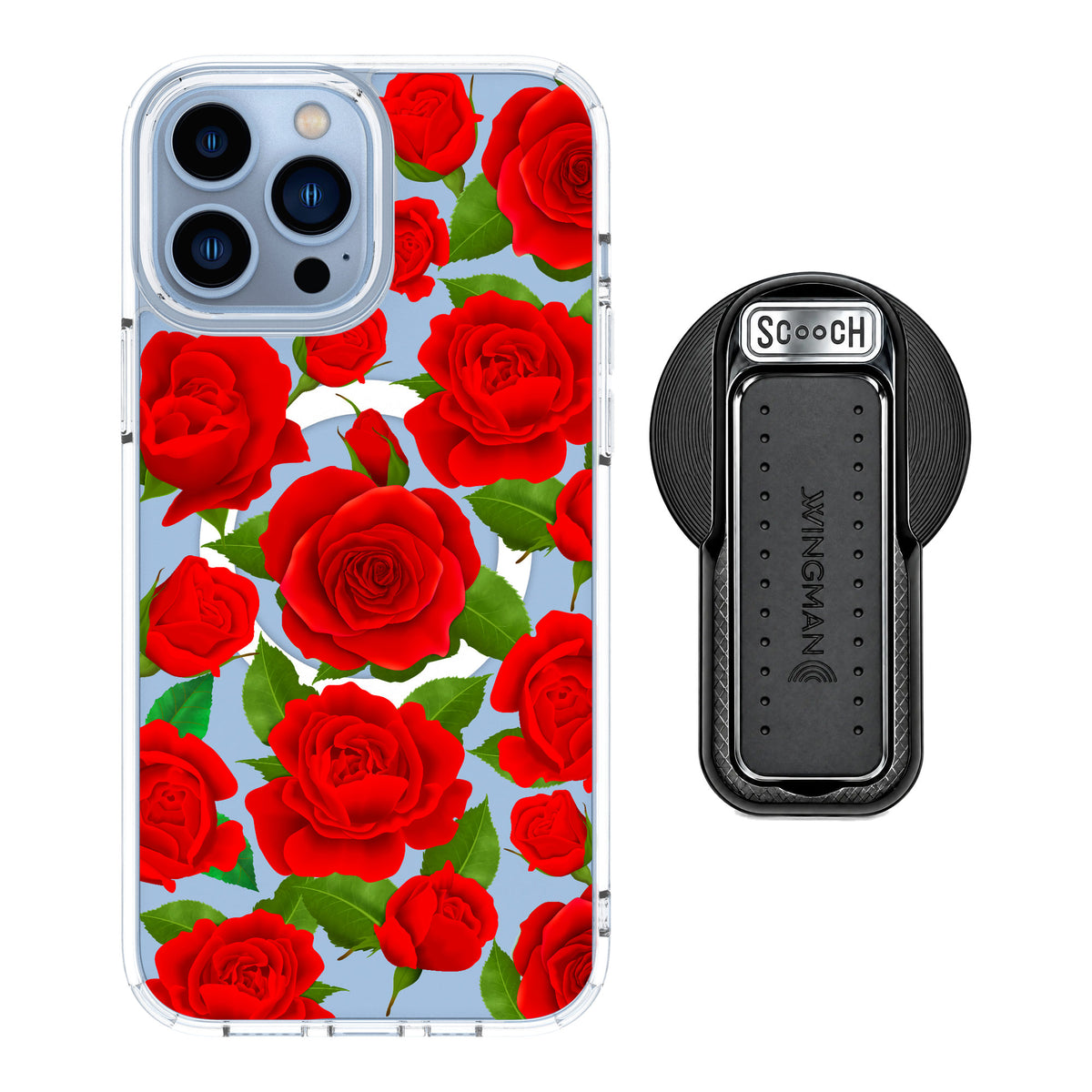 Scooch MagCase Rose Garden for iPhone 13 Pro Max — MagSafe Wingback Bundle - Black