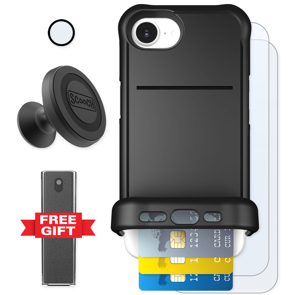 Scooch Wingmate Black for iPhone 17e — Defender Bundle