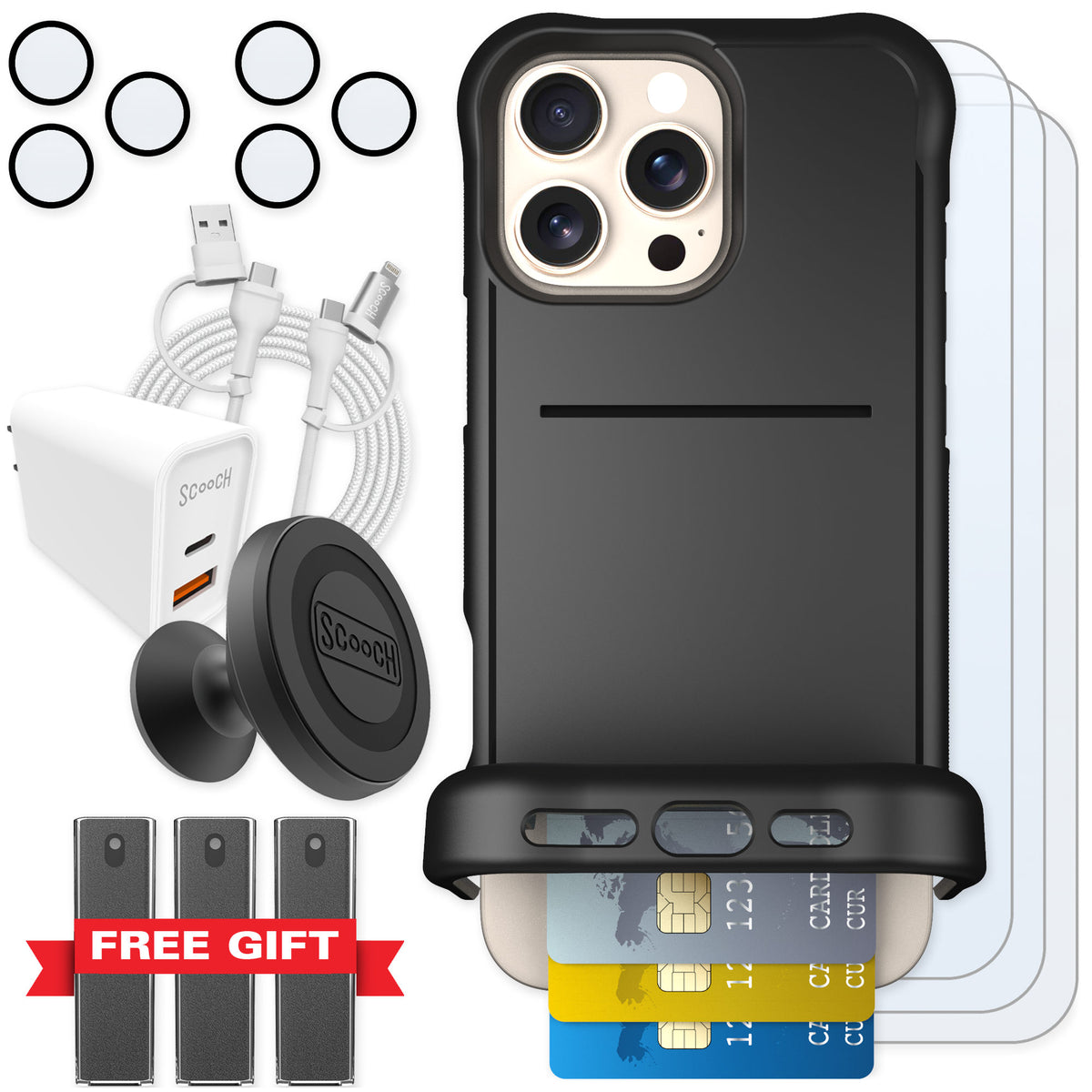 Scooch Wingmate Black for iPhone 16 Pro Max — Ultimate Bundle