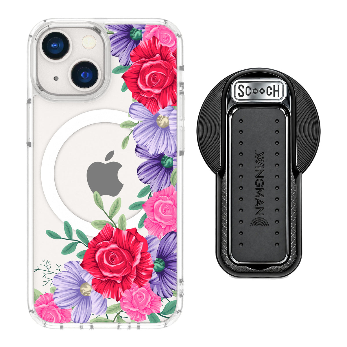 Scooch MagCase Spring Blossom for iPhone 13 mini — MagSafe Wingback Bundle - Black