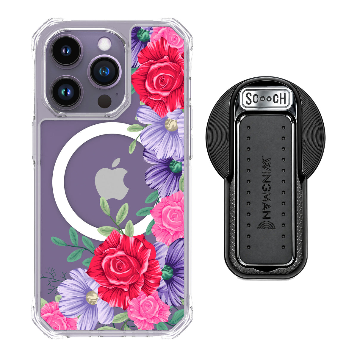 Scooch MagCase Spring Blossom for iPhone 14 Pro — MagSafe Wingback Bundle - Black
