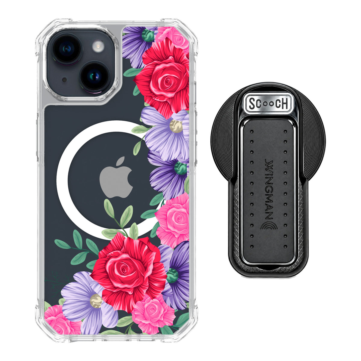 Scooch MagCase Spring Blossom for iPhone 15 — MagSafe Wingback Bundle - Black