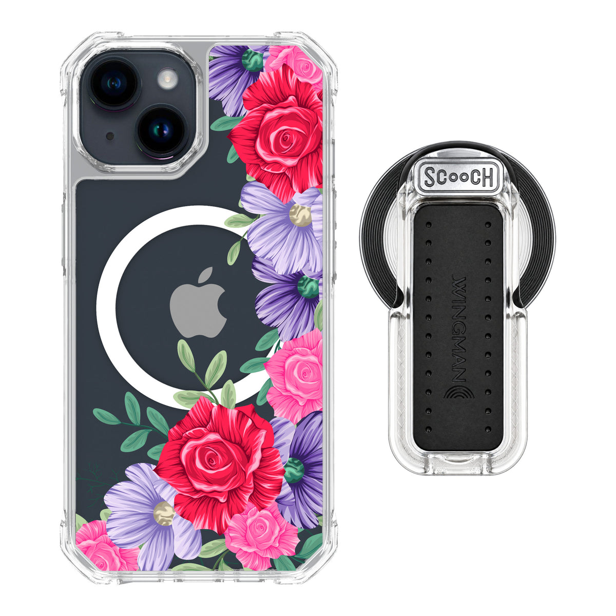 Scooch MagCase Spring Blossom for iPhone 15 — MagSafe Wingback Bundle - Clear
