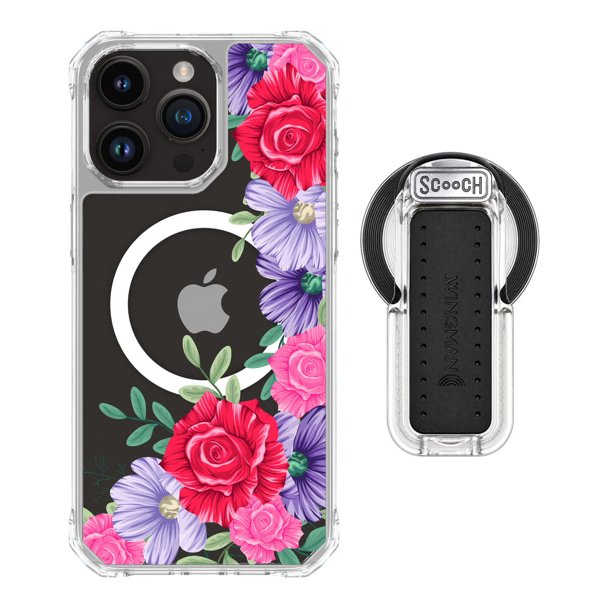 Scooch MagCase Spring Blossom for iPhone 15 Pro Max — MagSafe Wingback Bundle - Clear