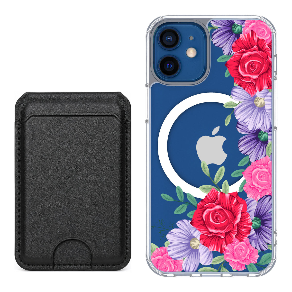 Scooch MagCase Spring Blossom for iPhone 12 mini — Black MagWallet Bundle