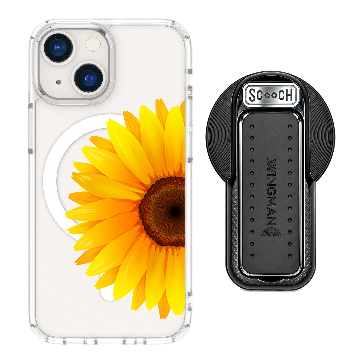 Scooch MagCase Sunflower for iPhone 13 mini — MagSafe Wingback Bundle - Black