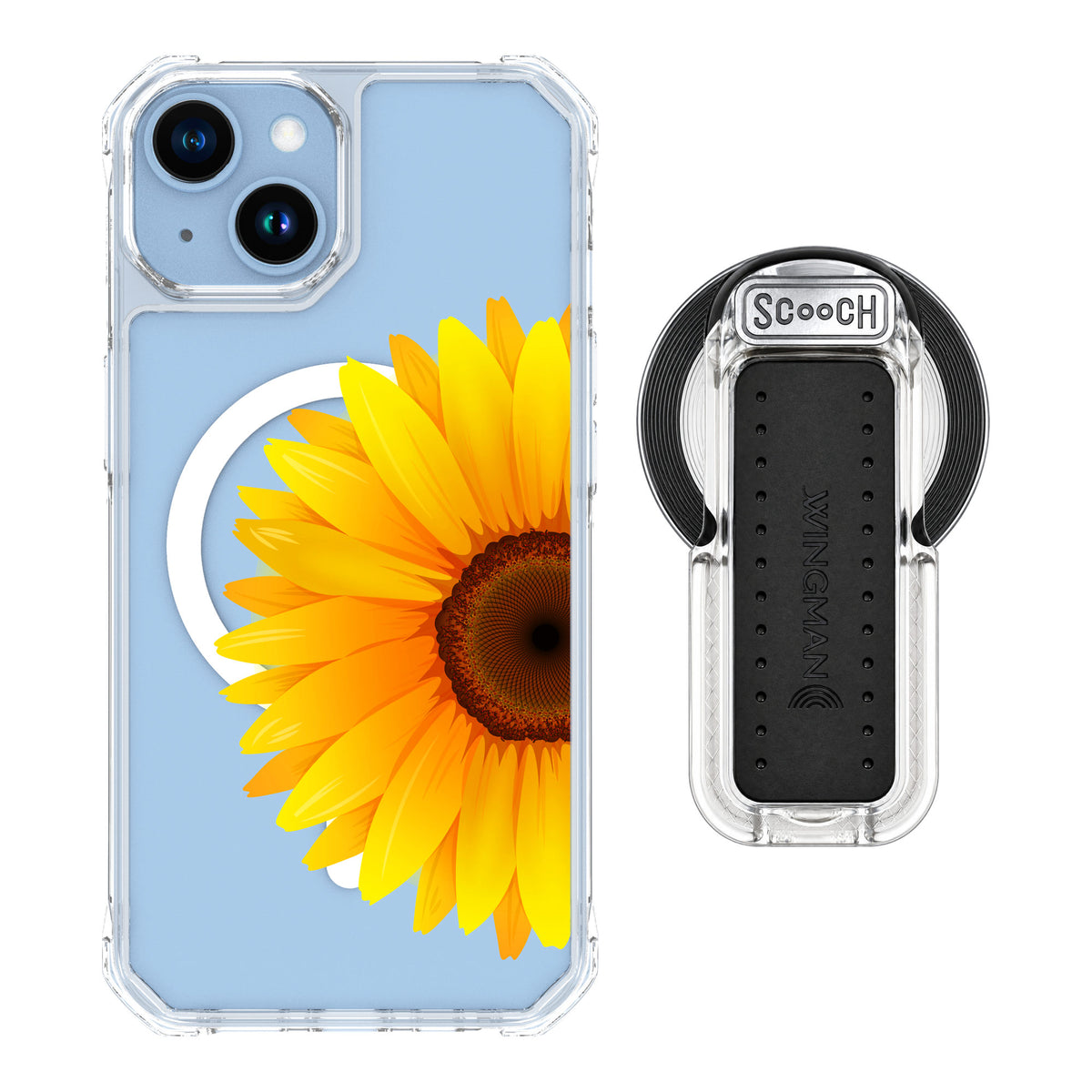 Scooch MagCase Sunflower for iPhone 14 — MagSafe Wingback Bundle - Clear
