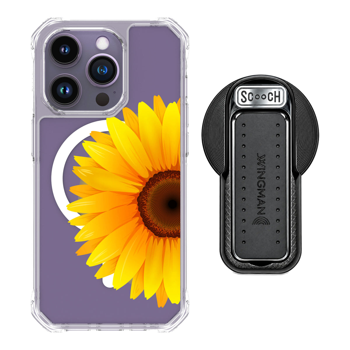 Scooch MagCase Sunflower for iPhone 14 Pro — MagSafe Wingback Bundle - Black
