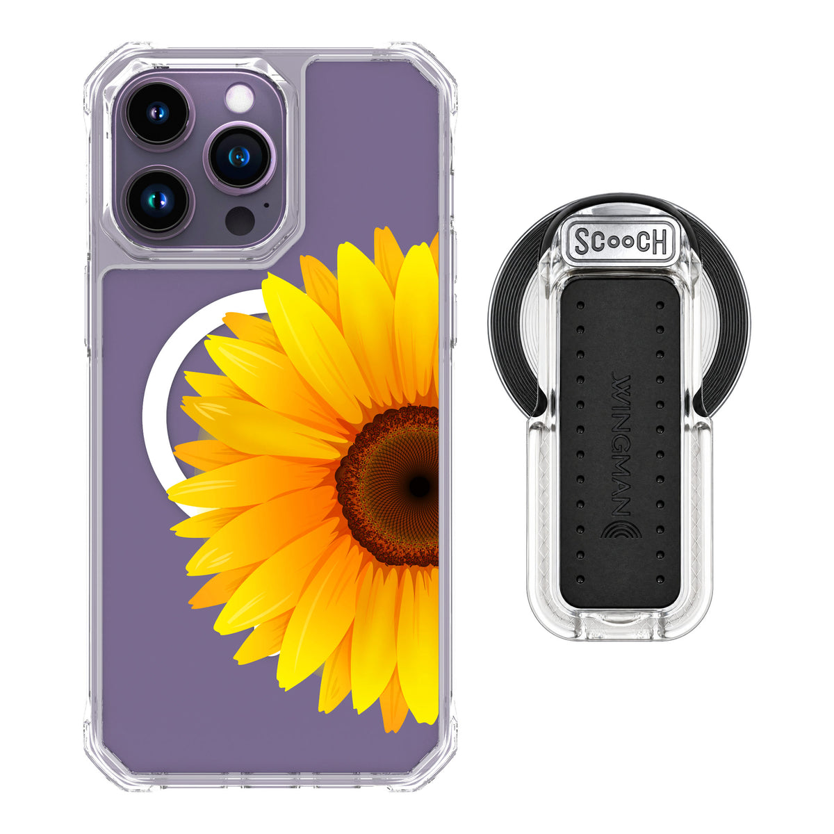 Scooch MagCase Sunflower for iPhone 14 Pro Max — MagSafe Wingback Bundle - Clear