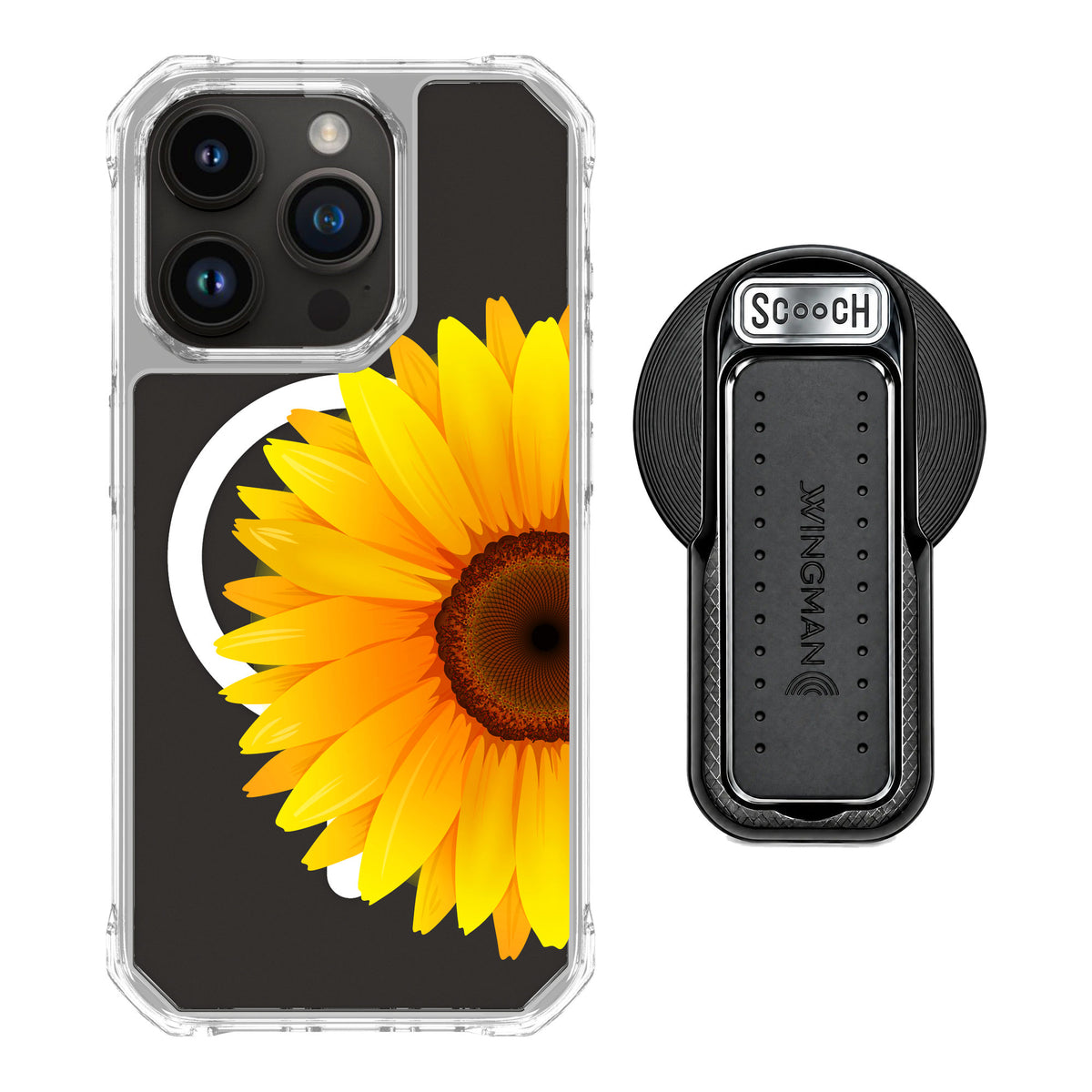 Scooch MagCase Sunflower for iPhone 15 Pro — MagSafe Wingback Bundle - Black