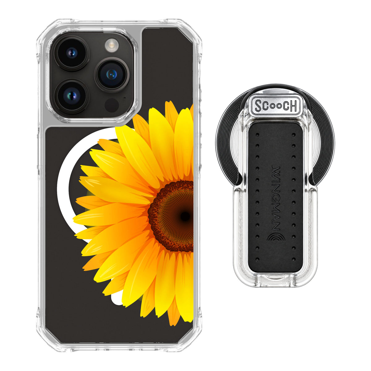Scooch MagCase Sunflower for iPhone 15 Pro — MagSafe Wingback Bundle - Clear