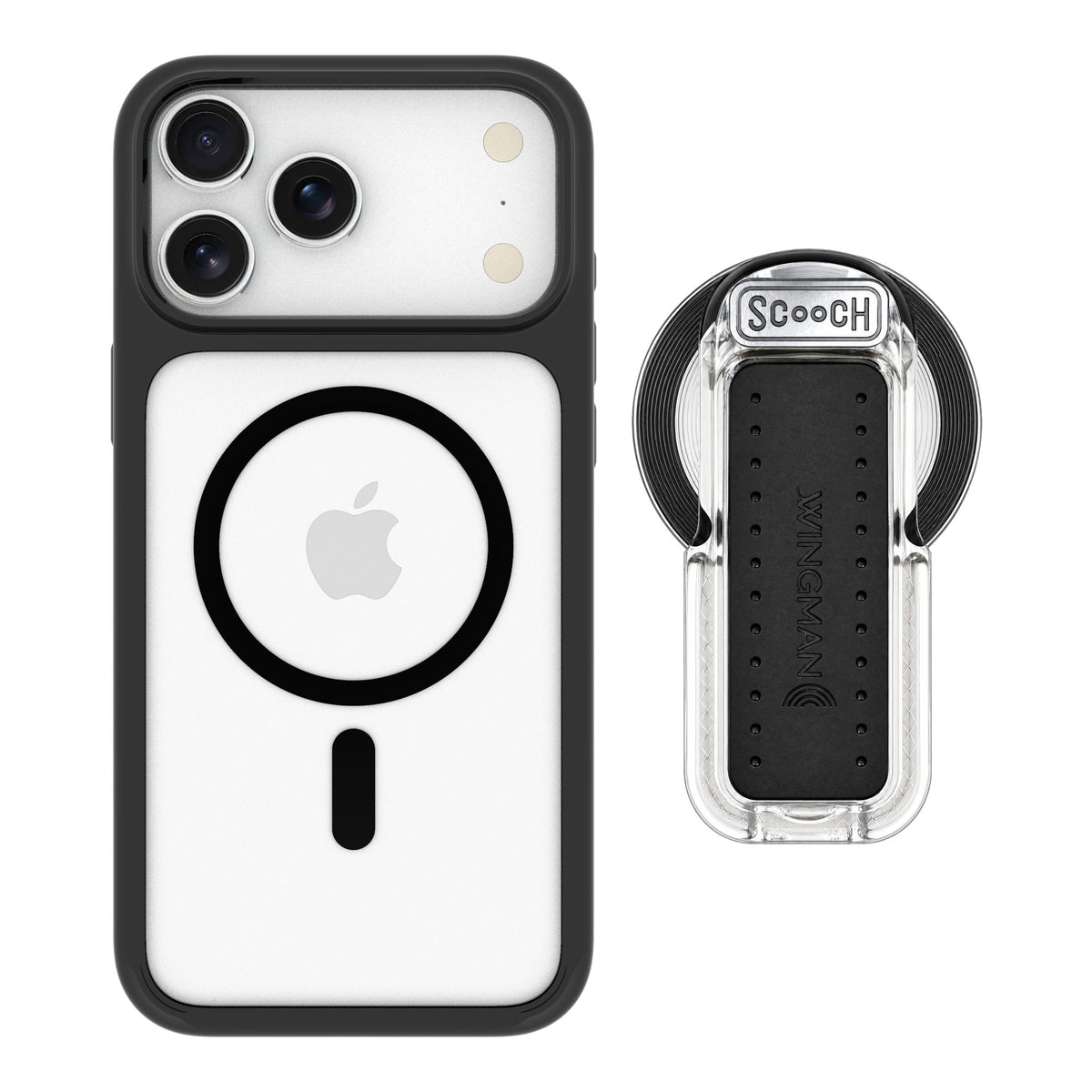Scooch MagCase Tuxedo Clear for iPhone 17 Pro Max — MagSafe Wingback Bundle - Clear